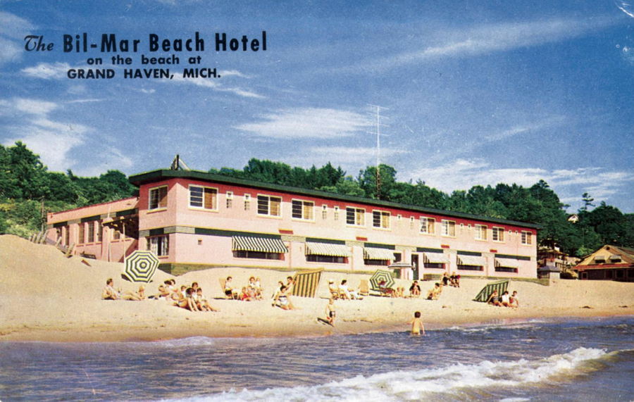 Bil-Mar Beach Hotel (Hyland Gardens Pavilion) - Vintage Postcard Of Hotel (newer photo)